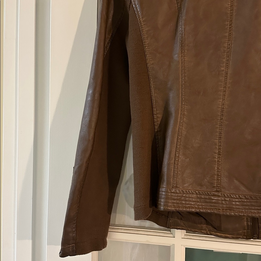 Brown Vegan Leather Jacket - Picture 4 of 5